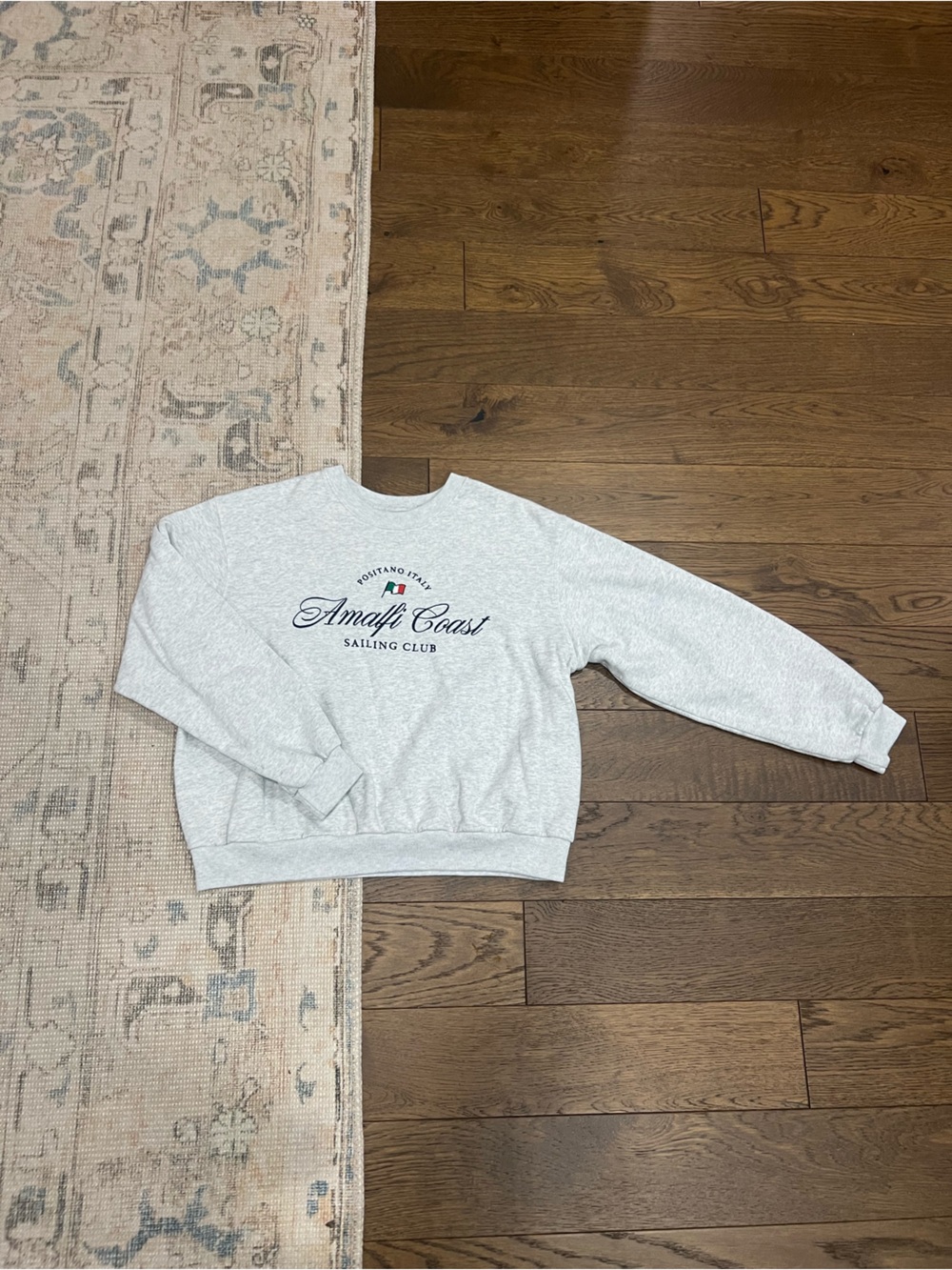 Hollister Light Gray Crewneck Sweatshirt with Script Logo